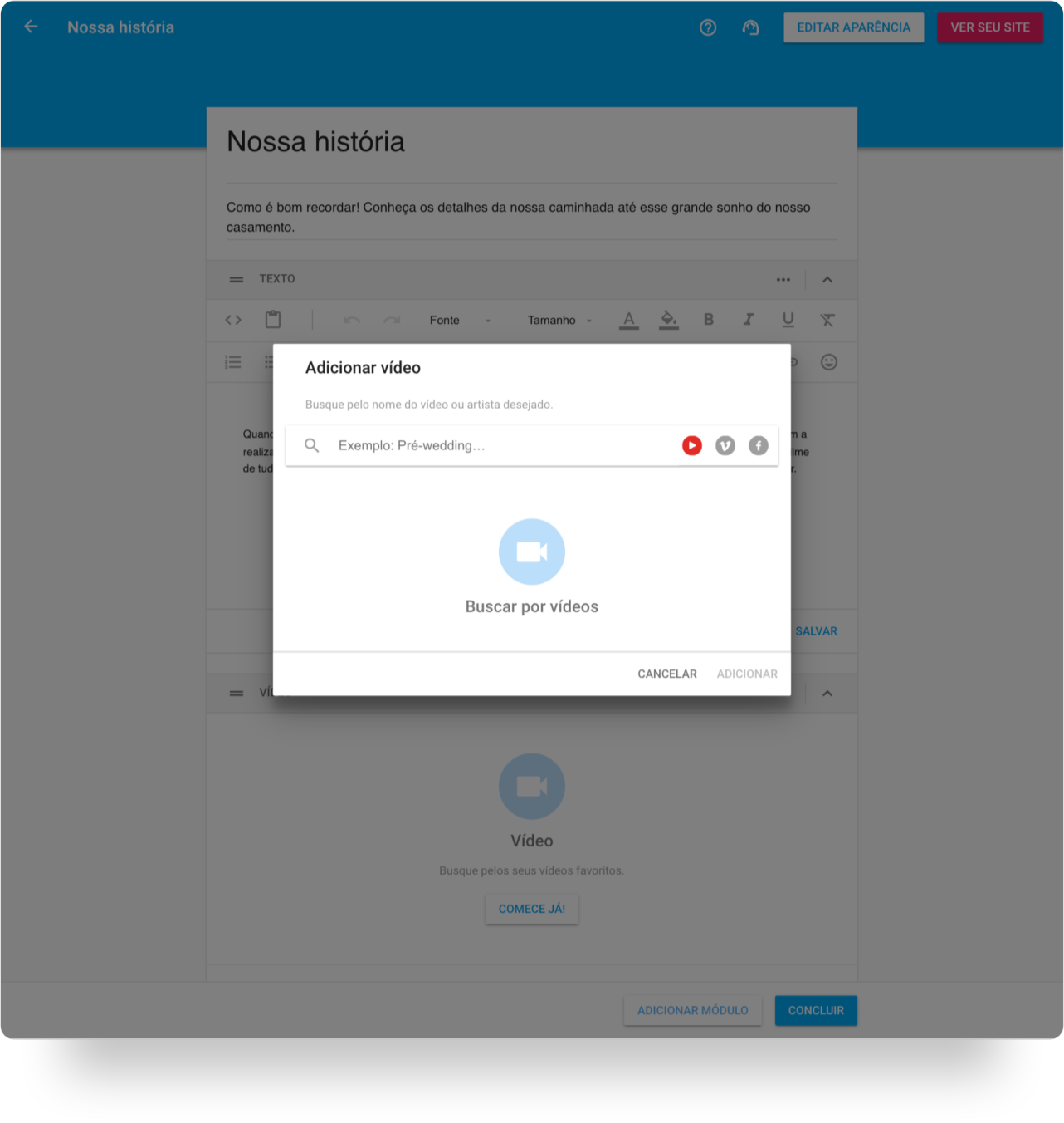 Como adicionar vídeos no site de casamento iCasei.png
