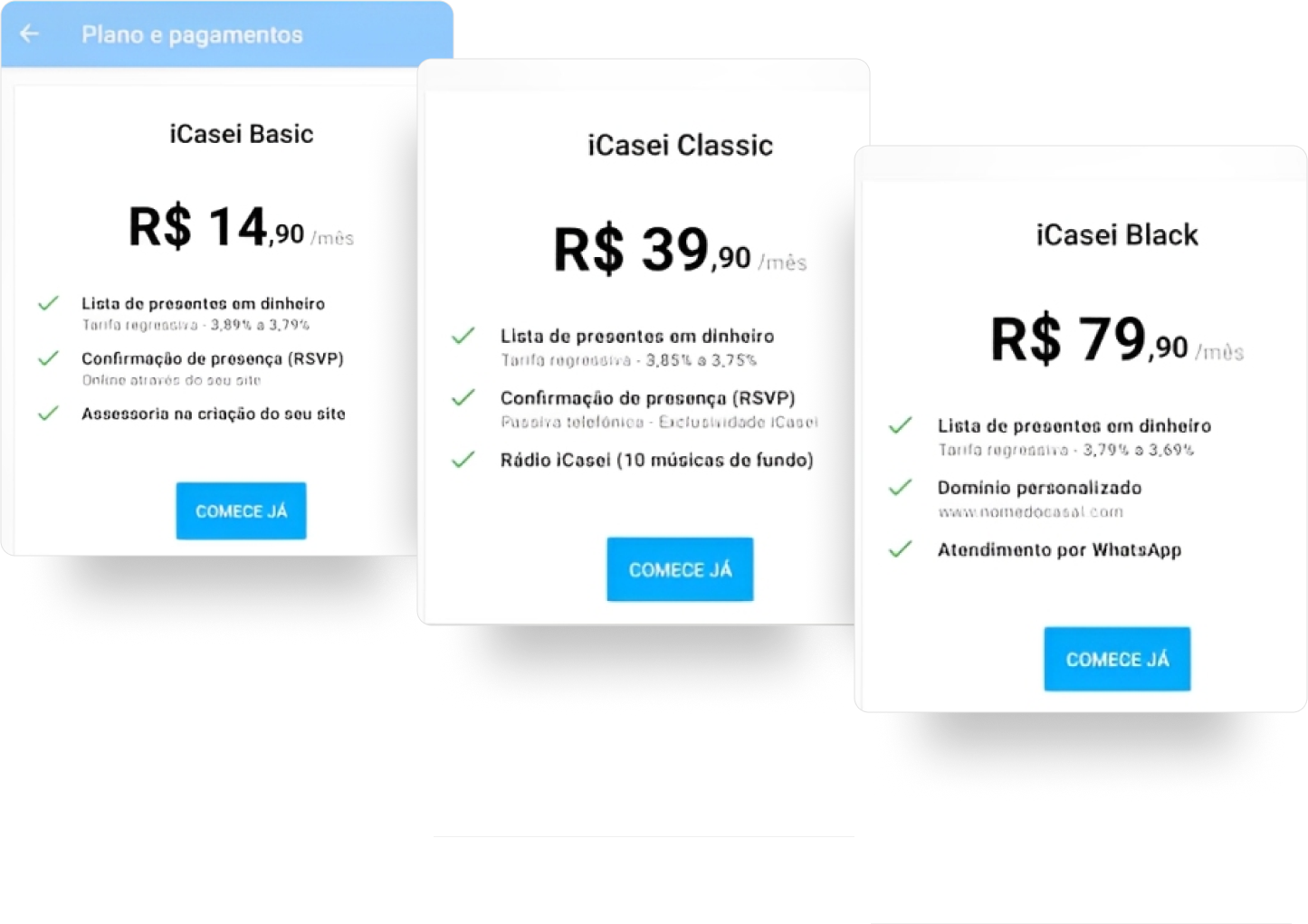 Contratação de plano iCasei pela Google Play