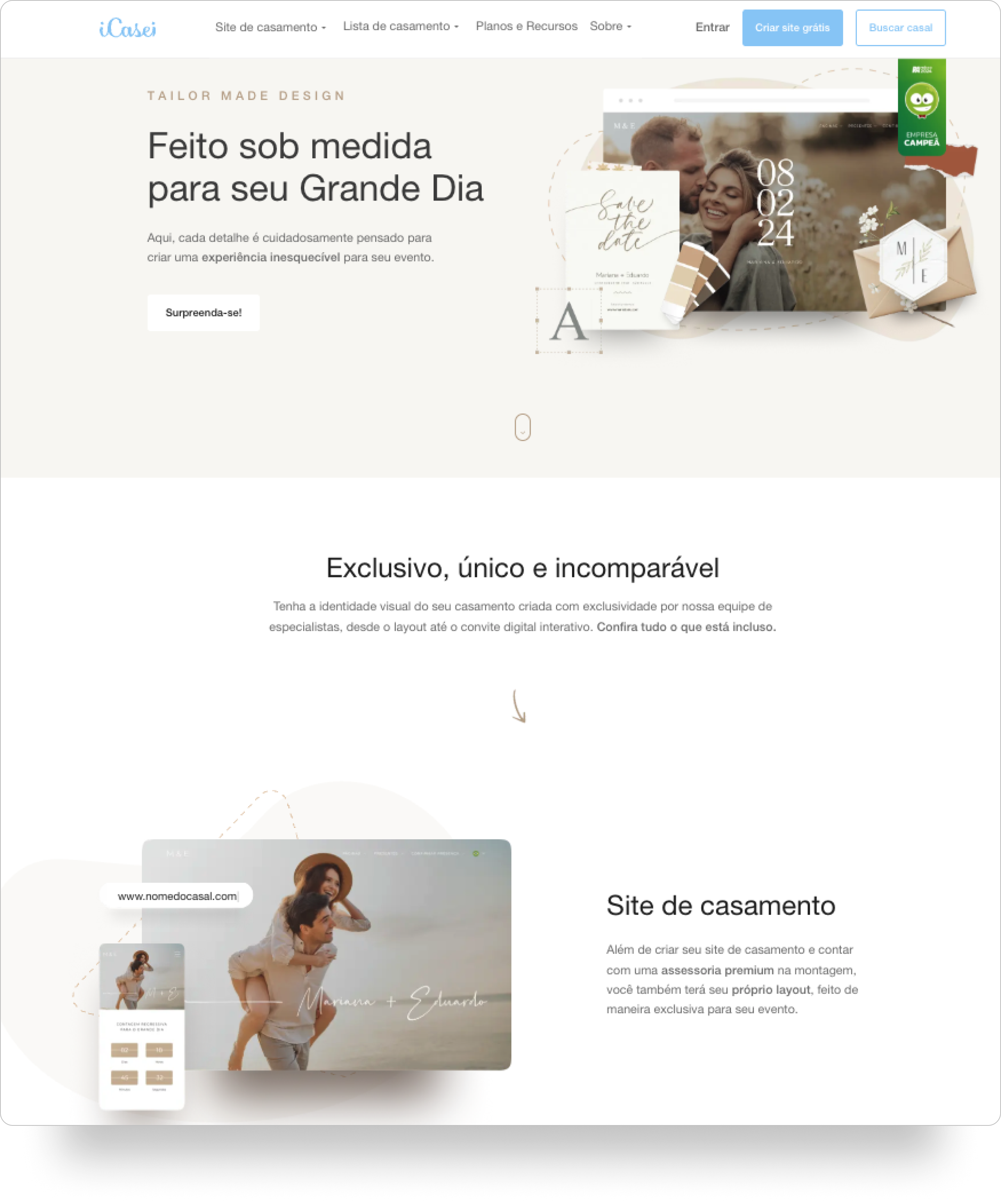 Tela de apresentação do Tailor Made Design