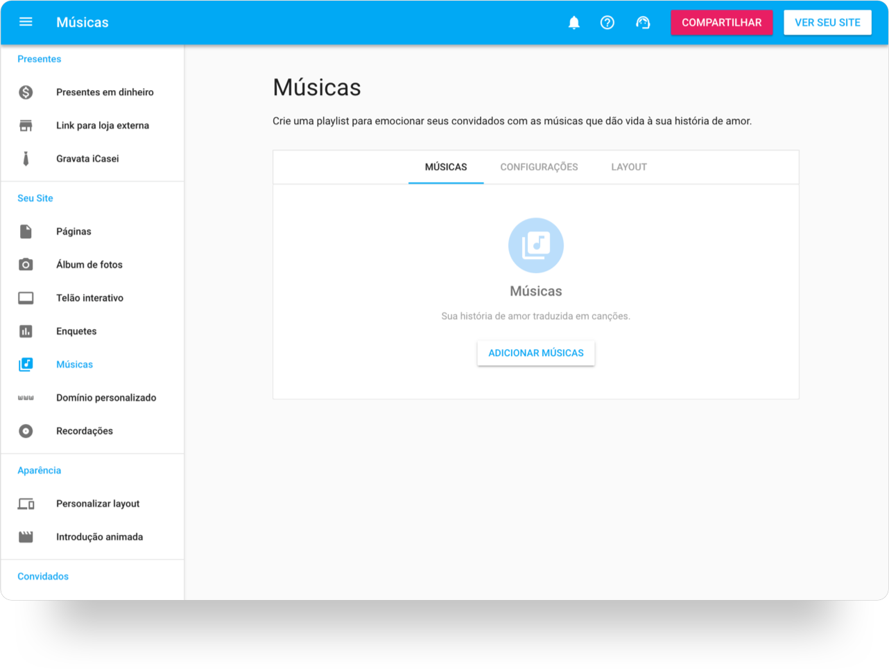 Adicionar músicas no site de casamento.png